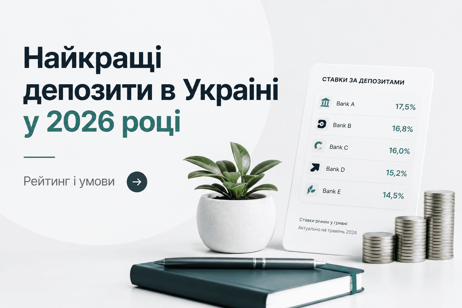 Найкращі депозити в Україні у 2026 році: рейтинг і умови